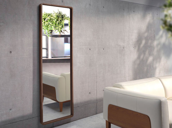 Rectangular walnut wall mirror