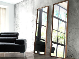 Rectangular walnut wall mirror