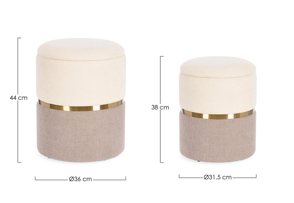 Set of 2 Storage Poufs – White & Pink Modern Seating with Hidden Storage