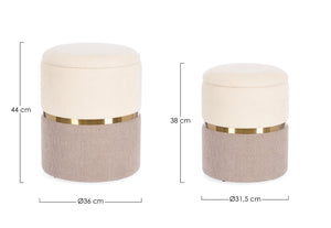 Set of 2 Storage Poufs – White & Pink Modern Seating with Hidden Storage