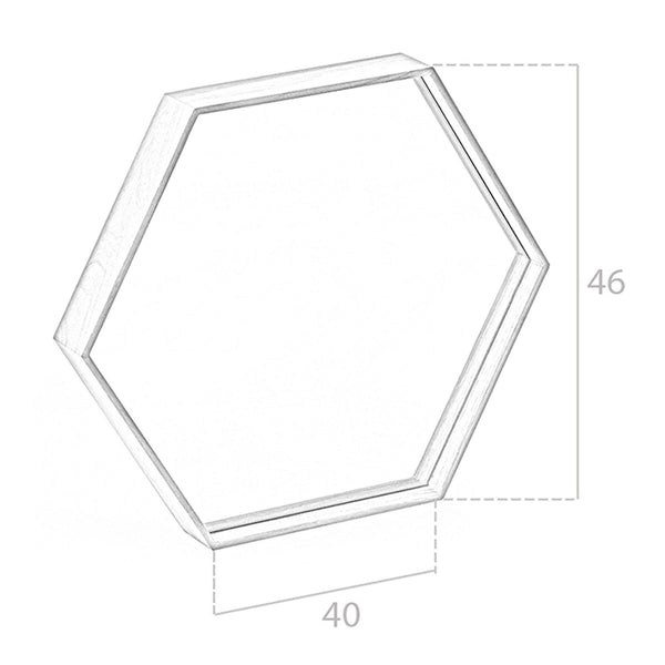 Hexagonal walnut wall mirror