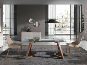 Hexagonal walnut wall mirror