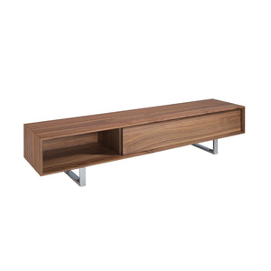 Walnut and chromed steel TV stand