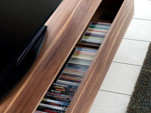 Walnut and chromed steel TV stand