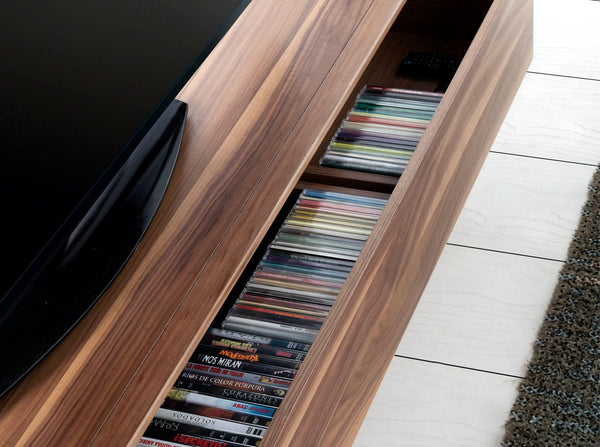 Walnut and chromed steel TV stand