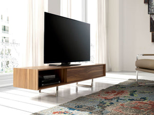 Walnut and chromed steel TV stand