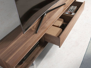 Walnut and chromed steel TV stand