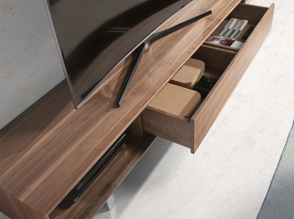 Walnut and chromed steel TV stand