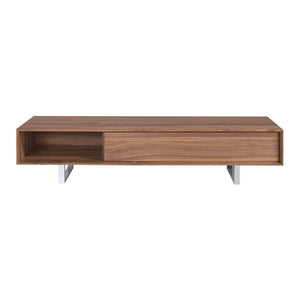 Walnut and chromed steel TV stand