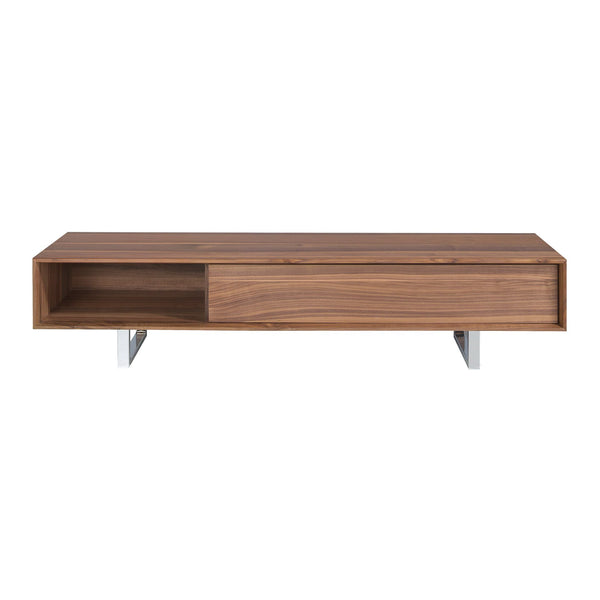 Walnut and chromed steel TV stand