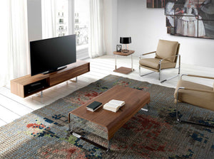 Walnut and chromed steel TV stand