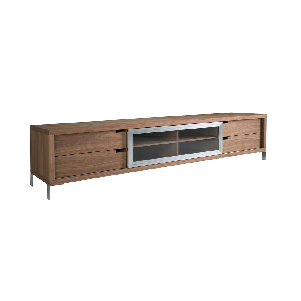 TV table in walnut and chromed steel