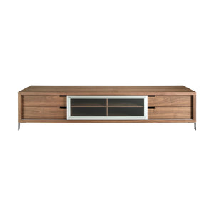 TV table in walnut and chromed steel