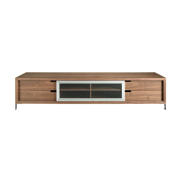 TV table in walnut and chromed steel