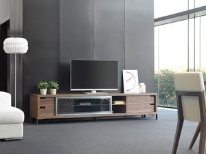 TV table in walnut and chromed steel