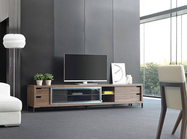 TV table in walnut and chromed steel