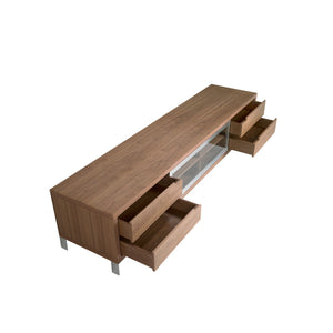 TV table in walnut and chromed steel