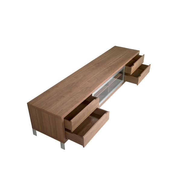 TV table in walnut and chromed steel