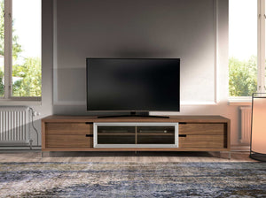 TV table in walnut and chromed steel