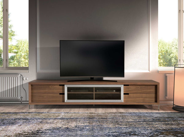 TV table in walnut and chromed steel