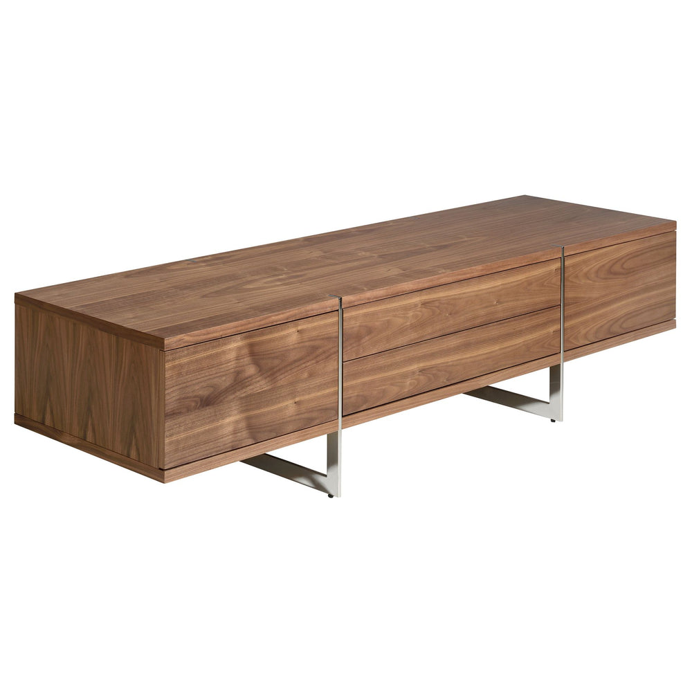 TV table in walnut and chromed steel