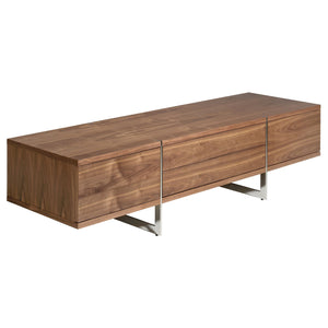TV table in walnut and chromed steel
