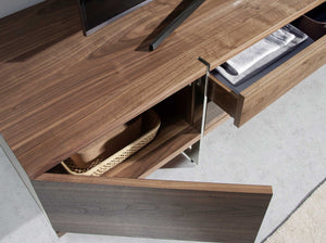 TV table in walnut and chromed steel