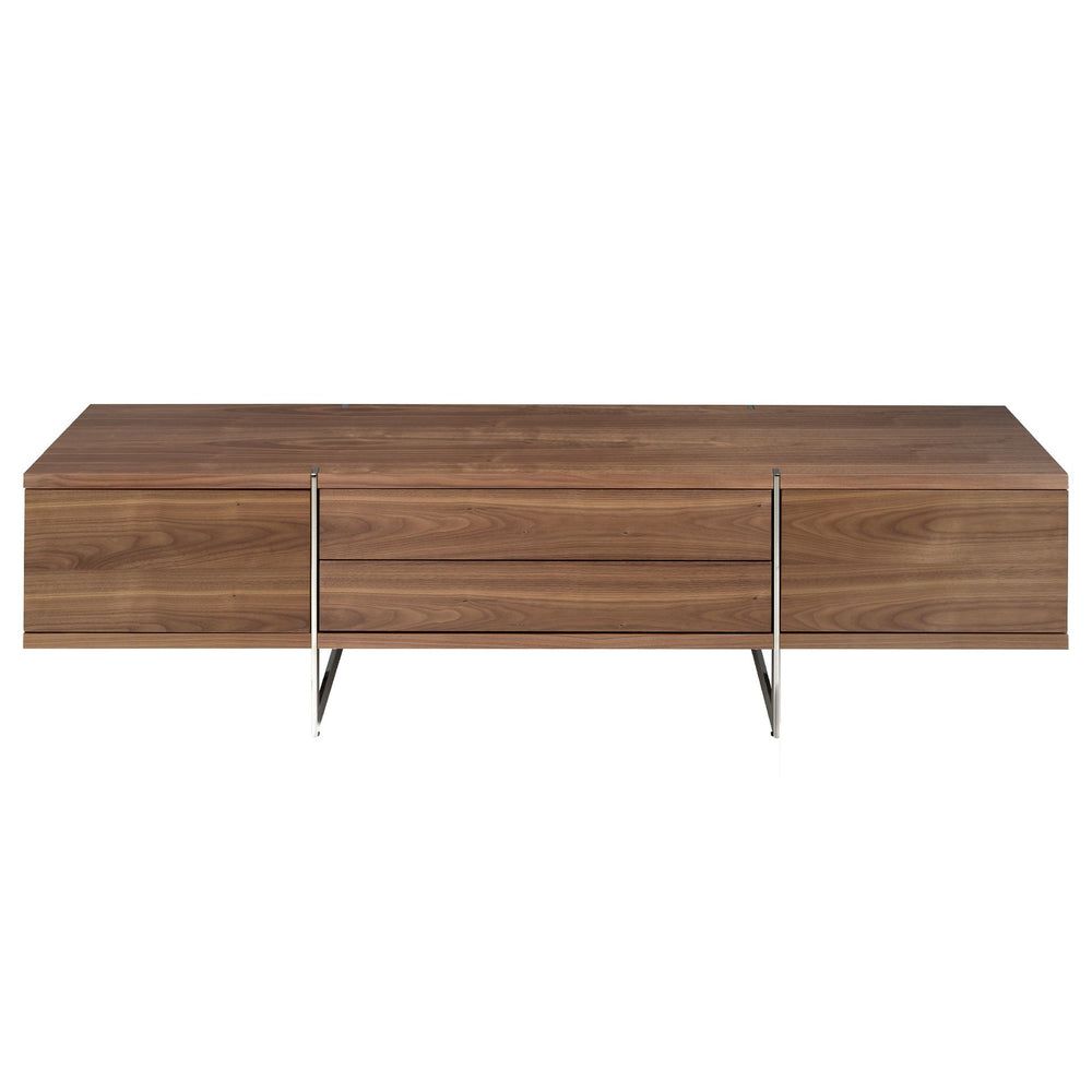TV table in walnut and chromed steel
