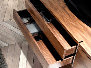 TV table in walnut and chromed steel