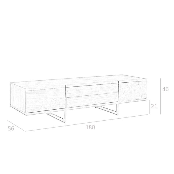 TV table in walnut and chromed steel
