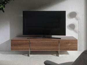 TV table in walnut and chromed steel