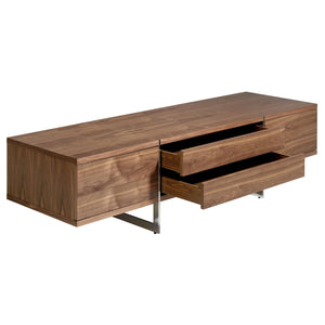 TV table in walnut and chromed steel