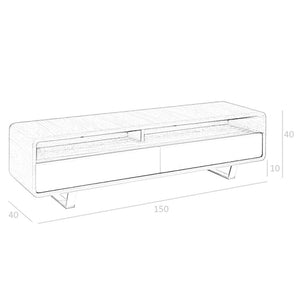 TV table in white wood, walnut and chromed steel