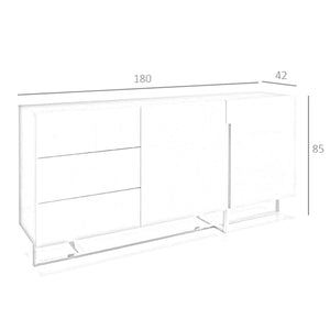 Sideboard in white wood and chromed steel