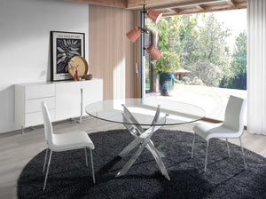 Sideboard in white wood and chromed steel