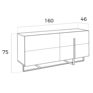 Sideboard in white wood and chromed steel