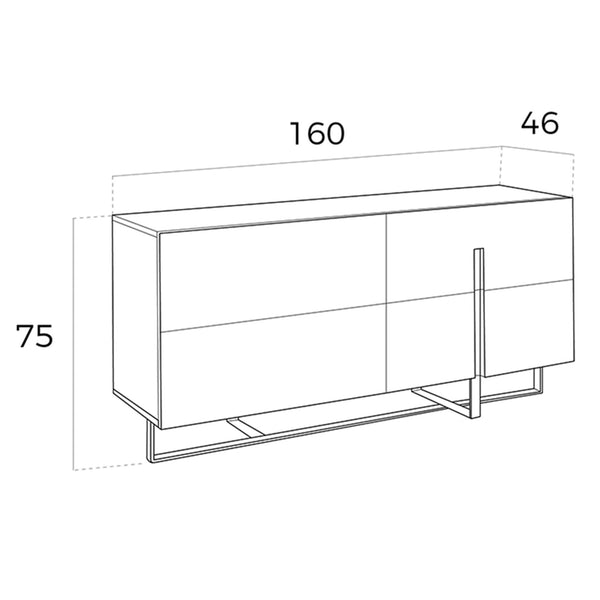 Sideboard in white wood and chromed steel