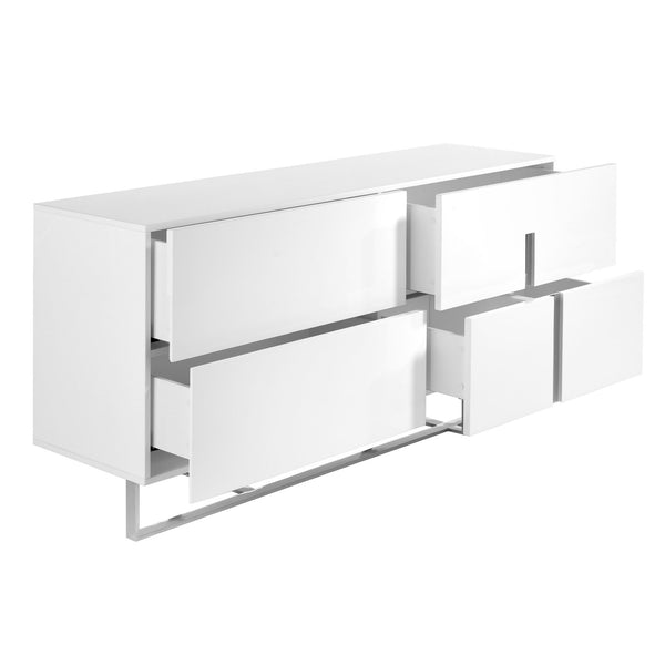 Sideboard in white wood and chromed steel