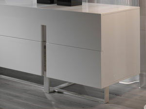 Sideboard in white wood and chromed steel