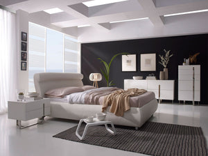 Sideboard in white wood and chromed steel