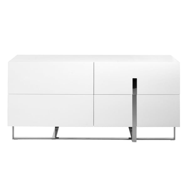 Sideboard in white wood and chromed steel