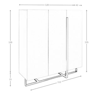 Tall sideboard in white wood and chromed steel