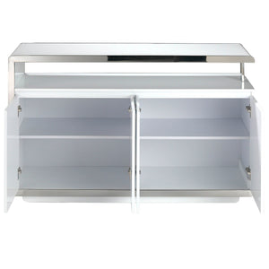 Sideboard in white wood and chromed steel base