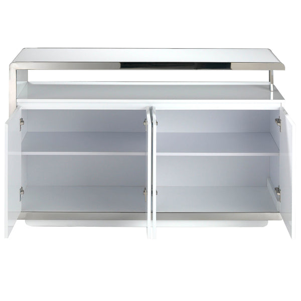 Sideboard in white wood and chromed steel base