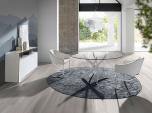 Sideboard in white wood and chromed steel base