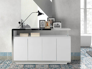 Sideboard in white wood and chromed steel base