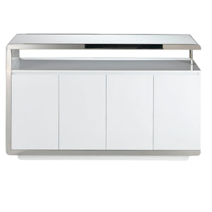 Sideboard in white wood and chromed steel base