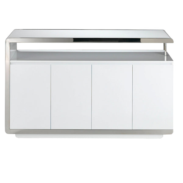 Sideboard in white wood and chromed steel base