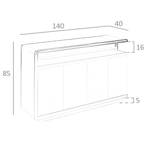Sideboard in white wood and chromed steel base