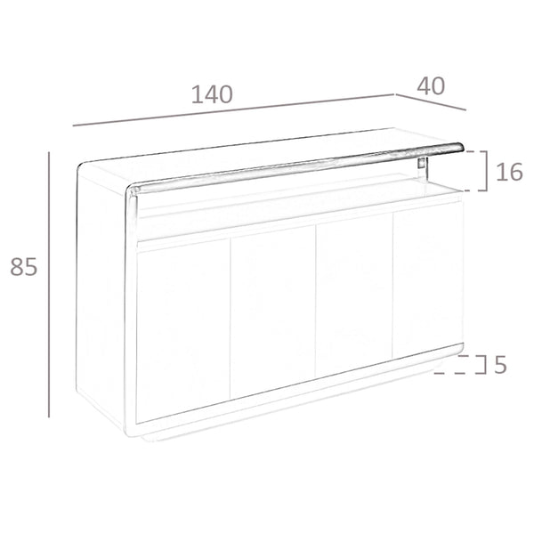 Sideboard in white wood and chromed steel base